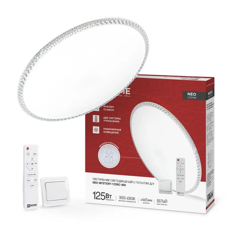 LED灯 NEO MYSTERY-125RC-WH 125W 3000-6500K 10000lm 230V 460x67mm 带遥控器 白色 IN HOME 4690612060941