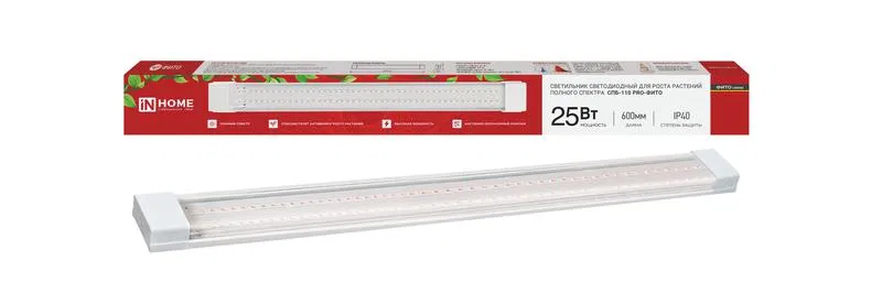 Светильник светодиодный СПБ-110 PRO-ФИТО 25Вт IP40 600мм полный спектр IN HOME 4690612064987