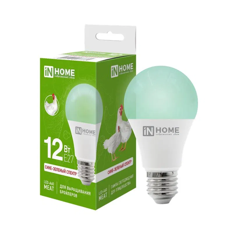 LED lamp LED-A60 MEAT 12W pear-shaped E27 230V for poultry farming for broiler rearing IN HOME 4690612068664
