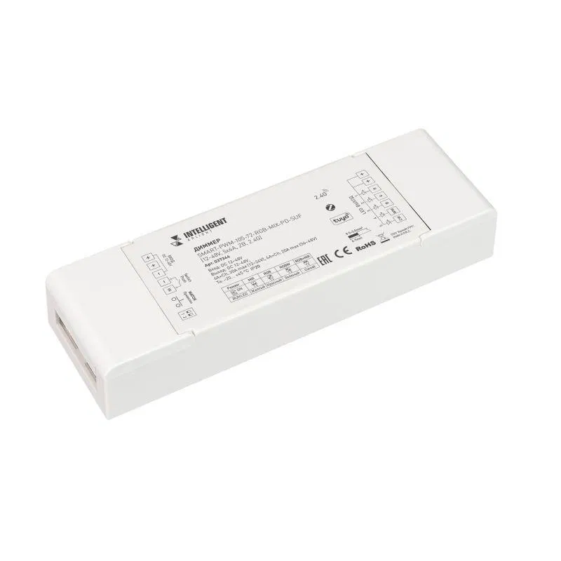 Диммер SMART-PWM-105-72-RGB-MIX-PD-SUF (12-48В 5х6А ZB 2.4G) IP20 пластик INTELLIGENT ARLIGHT 037344