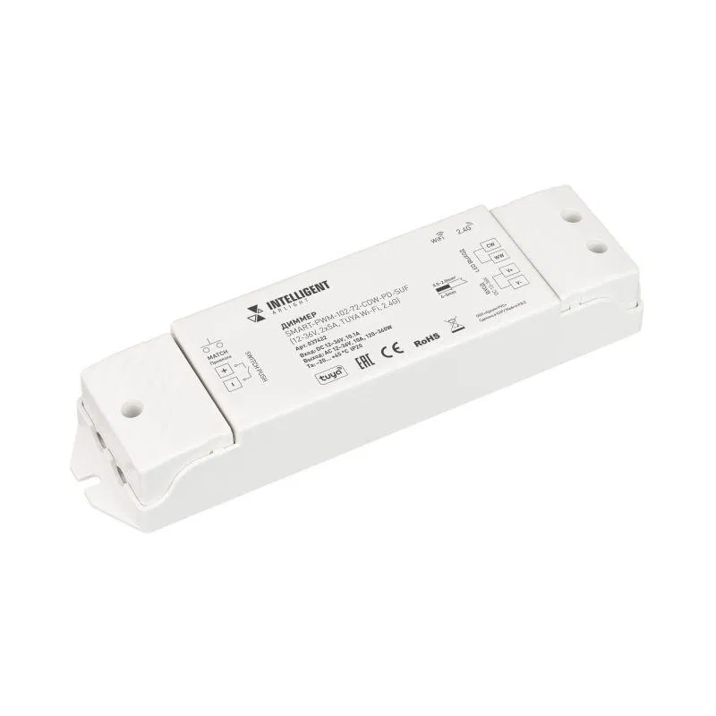 Диммер SMART-PWM-102-72-CDW-PD-SUF (12-36В 2х5А TUYA Wi-Fi 2.4G) IP20 пластик INTELLIGENT ARLIGHT 037422