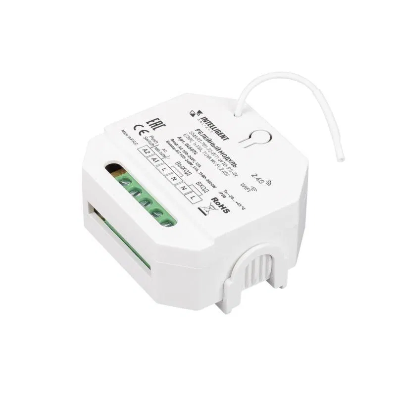 Модуль релейный SMART-701-72-WTI-WTO-PS-IN (230В 1х15А TUYA Wi-Fi 2.4G) IP20 пластик INTELLIGENT ARLIGHT 046074