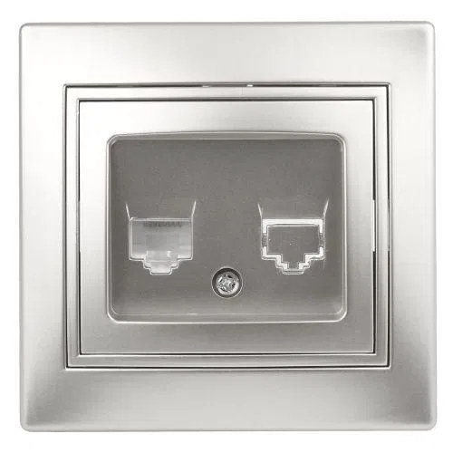Розетка компьютерная 1-м СП Plano 1-303-03 RJ45 IP20 алюм. Intro Б0030086