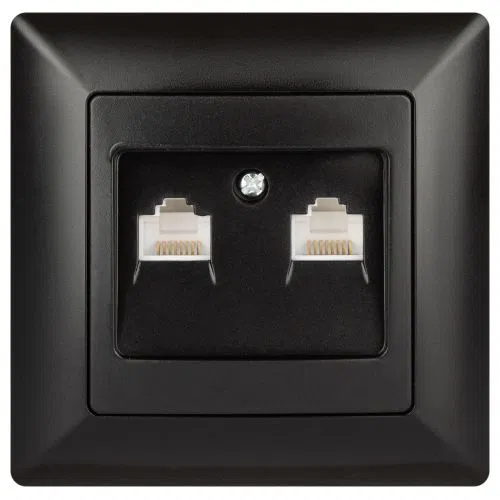Розетка компьютерная 2-м СП Solo 4-304-05 RJ45 антрацит Intro Б0043393