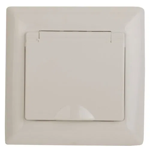 Розетка 1-м СП Solo 4-203-02 16А 250В IP20 2P+E Schuko с заземл. защ. крышка слон. кость Intro Б0053658