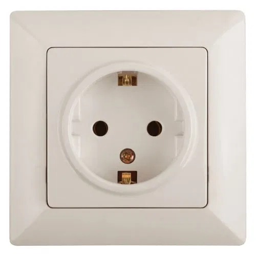 Розетка 1-м СП Solo 4-206-02 16А IP20 250В 2P+E Schuko с заземл. защ. шторки слон. кость Intro Б0053682
