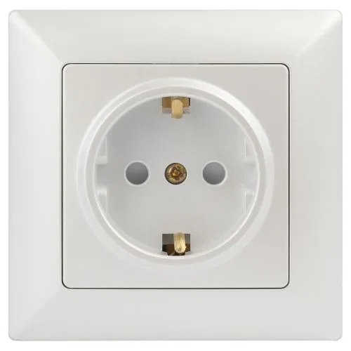 Розетка 1-м СП Solo 4-206-06 16А 250В IP20 2P+E Schuko с заземл. защ. шторки перламутр Intro Б0053686