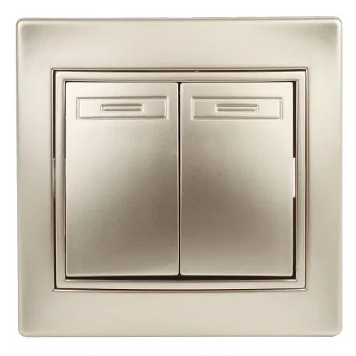 Переключатель 2-кл. СП Plano 1-107-04 10А 250В IP20 шампань Intro Б0053808