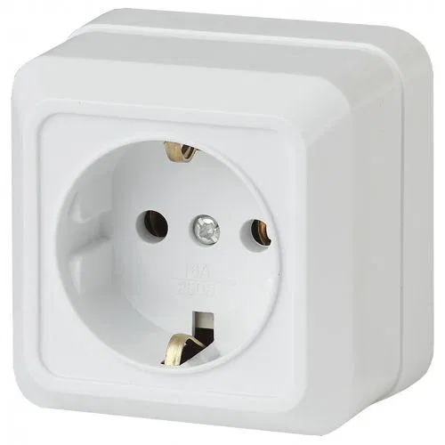 Розетка 1-м ОП Quadro 2Э-202-01 16А IP20 250В 2P+E Schuko без монтаж. лапок бел. Intro Б0053906
