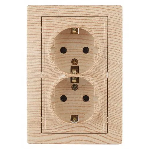 Розетка 2-м СП Plano 1-205-11 16А IP20 250В 2P+E Schuko сосна Intro Б0053922