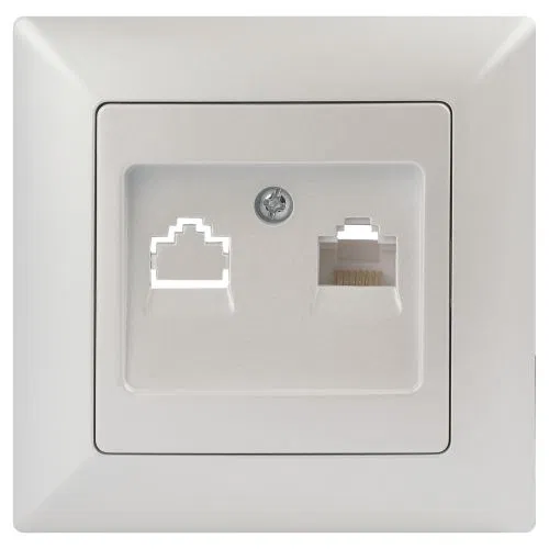 Розетка компьютерная 1-м СП Solo 4-303-06 RJ45 IP20 перламутр Intro Б0053993
