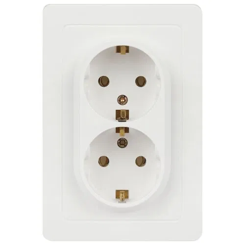 Розетка 2-м СП Style 7-205-01 16А 250В IP20 2х2P+E Schuko с заземл. бел. Intro Б0060621