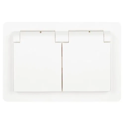 Розетка 2-м СП Style 7-210-01 16А IP44 250В 2х2P+E Schuko защ. шторки с крышкой бел. Intro Б0062873