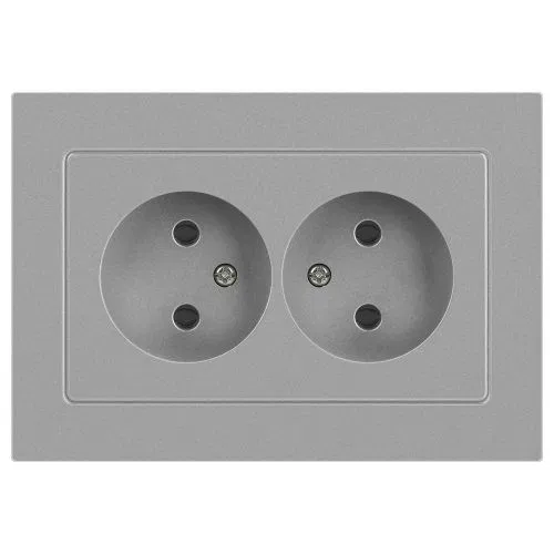 Розетка 2-м СП Accent 6-204-03 16А IP20 250В 2P AL/CU алюм. Intro Б0063453
