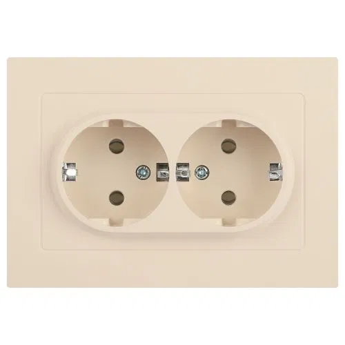 Розетка 2-м СП Accent 6-205-02 16А IP20 250В 2P+E Schuko AL/CU сл. кость Intro Б0063489