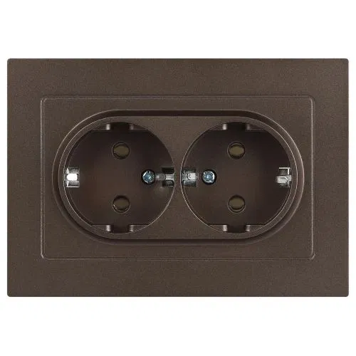 Розетка 2-м СП Accent 6-205-08 16А IP20 250В 2P+E Schuko AL/CU бронза Intro Б0063498