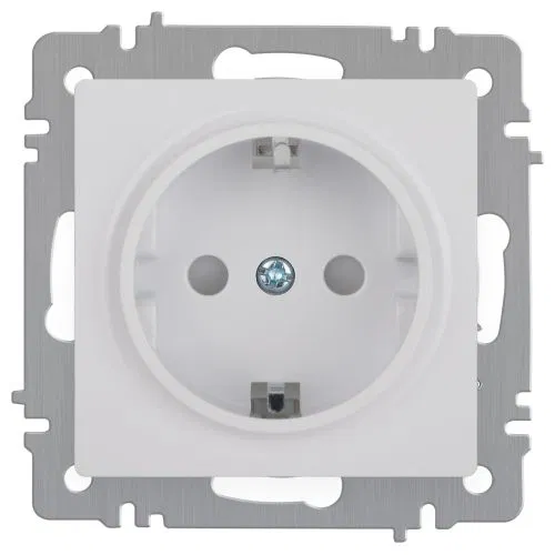 Розетка 1-м СП Accent 6-206-01 16А IP20 250В 2P+E Schuko защ. шторки AL/CU бел. Intro Б0063506