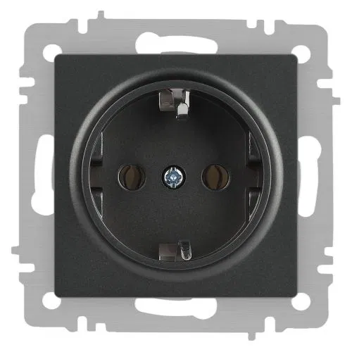 Розетка 1-м СП Accent 6-202-07 16А IP20 250В 2P+E Schuko графит Intro Б0063697