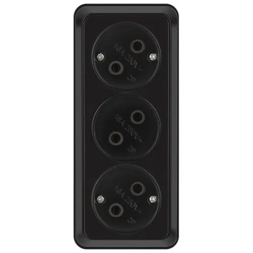 Розетка 3-м ОП Quadro 2-205-05 16А IP20 3х2P 250В без заземл. антрацит Intro Б0069697