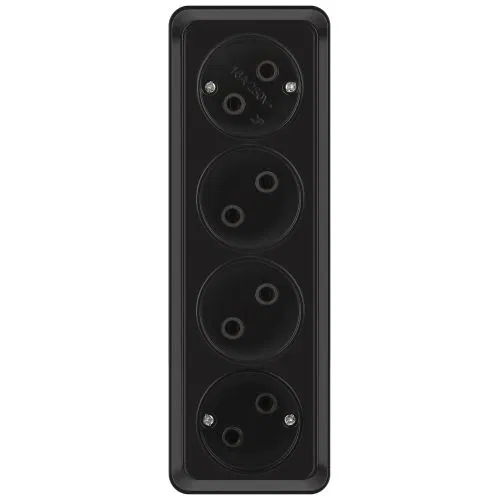 Розетка 4-м ОП Quadro 2-207-05 16А IP20 4х2P 250В без заземл. антрацит Intro Б0069699