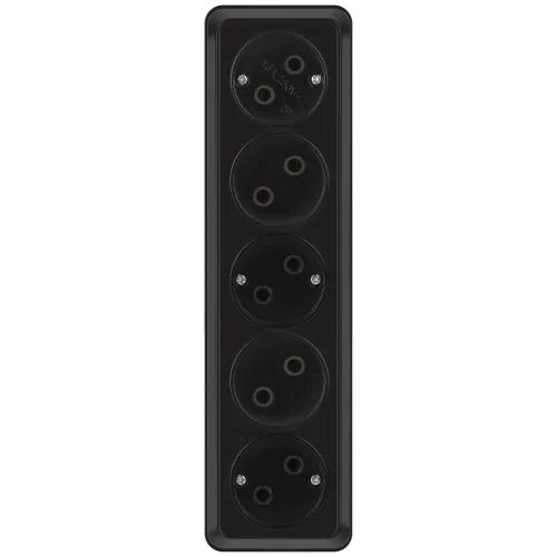 Розетка 5-м ОП Quadro 2-209-05 16А IP20 5х2P 250В без заземл. антрацит Intro Б0069701