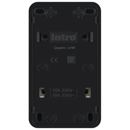 Блок розетка с выключателем 2-м ОП Quadro 2-706-05 10-16-А-250В IP20 вертикал. антрацит Intro Б0069707