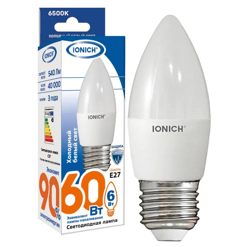 LED lamp ILED-SMD2835-C37-6-540-220-6.5-E27 (1119) IONICH 1533