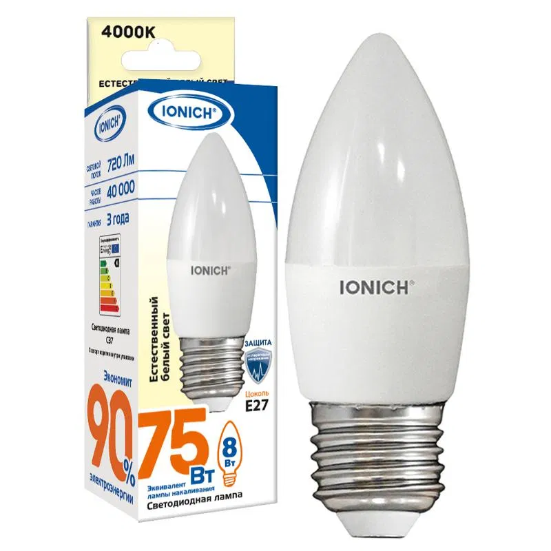 LED lamp ILED-SMD2835-C37-8-720-220-4-E27 (1306) IONICH 1538