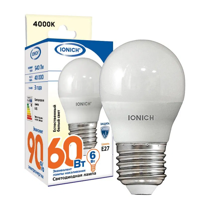 LED lamp ILED-SMD2835-G45-6-540-220-4-E27 (0158) IONICH 1542