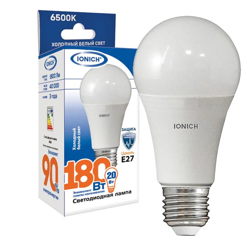 LED lamp ILED-SMD2835-A60-20-1800-220-6.5-E27 IONICH 1561