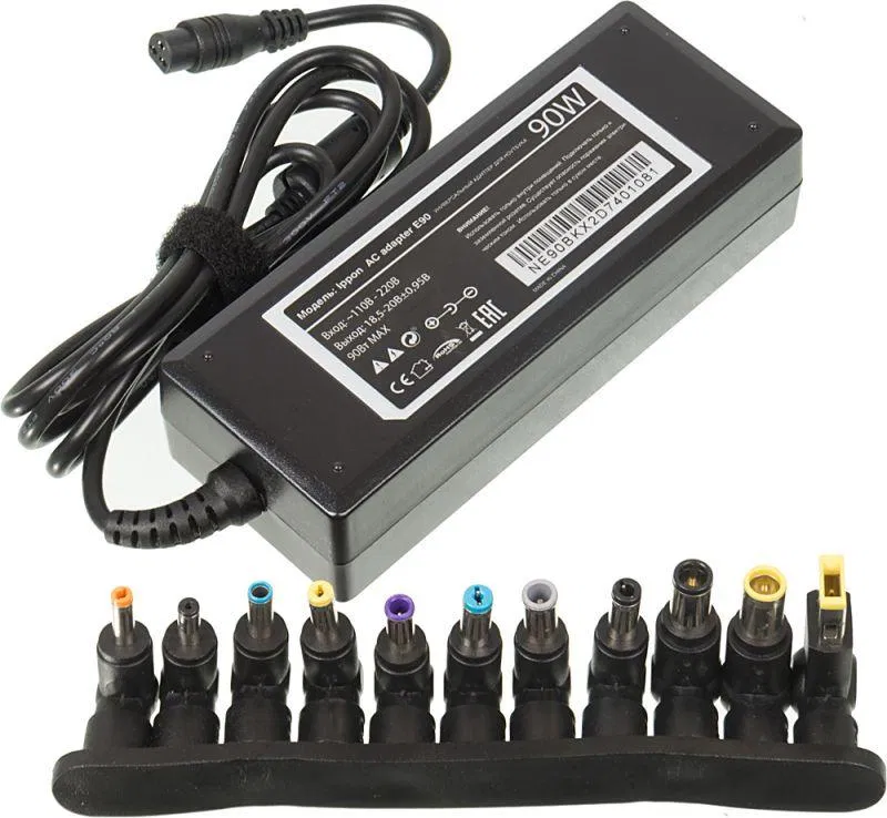 E90 power adapter automatic 90W 18.5-20V 11-connectors 4.5A from household mains LED indicator IPPON 651780