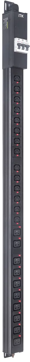 BASE PDU вертикальный PV1113 29U 3 фаза 32А 14 розеток C13 + 10 розеток C19 кабель 3м вилка IEC60309 (промышленная)