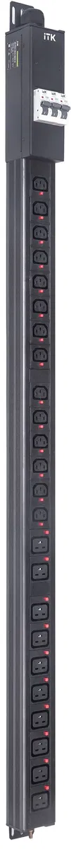 ITK BASE PDU вертикальный PV1113 29U 3 фаза 32А 14 розеток C13 + 10 розеток C19 кабель 3м вилка IEC60309 (промышленная) BS-PV42-14C13-10C19-13