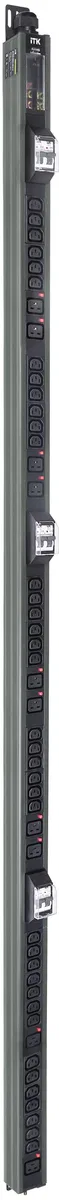 ITK BASE PDU вертикальный PV1113 45U 3 фазы 32А 38 розеток C13 + 10 розеток C19 с клеммной колодкой и кабелем 6м вилка IEC60309 (промышленная) серый BS-PV46-38C13-10C19-13-01