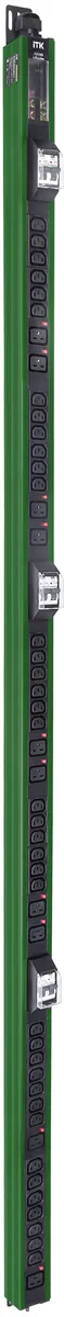 ITK BASE PDU вертикальный PV1113 45U 3 фазы 32А 38 розеток C13 + 10 розеток C19 с клеммной колодкой и кабелем 6м вилка IEC60309 (промышленная) зелёный