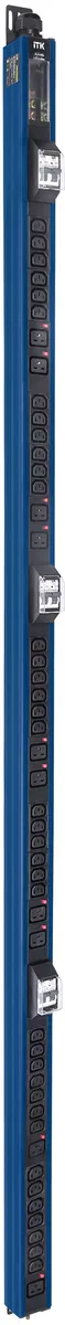 ITK BASE PDU вертикальный PV1113 45U 3 фазы 32А 38 розеток C13 + 10 розеток C19 с клеммной колодкой и кабелем 6м вилка IEC60309 (промышленная) синий BS-PV46-38C13-10C19-13-03