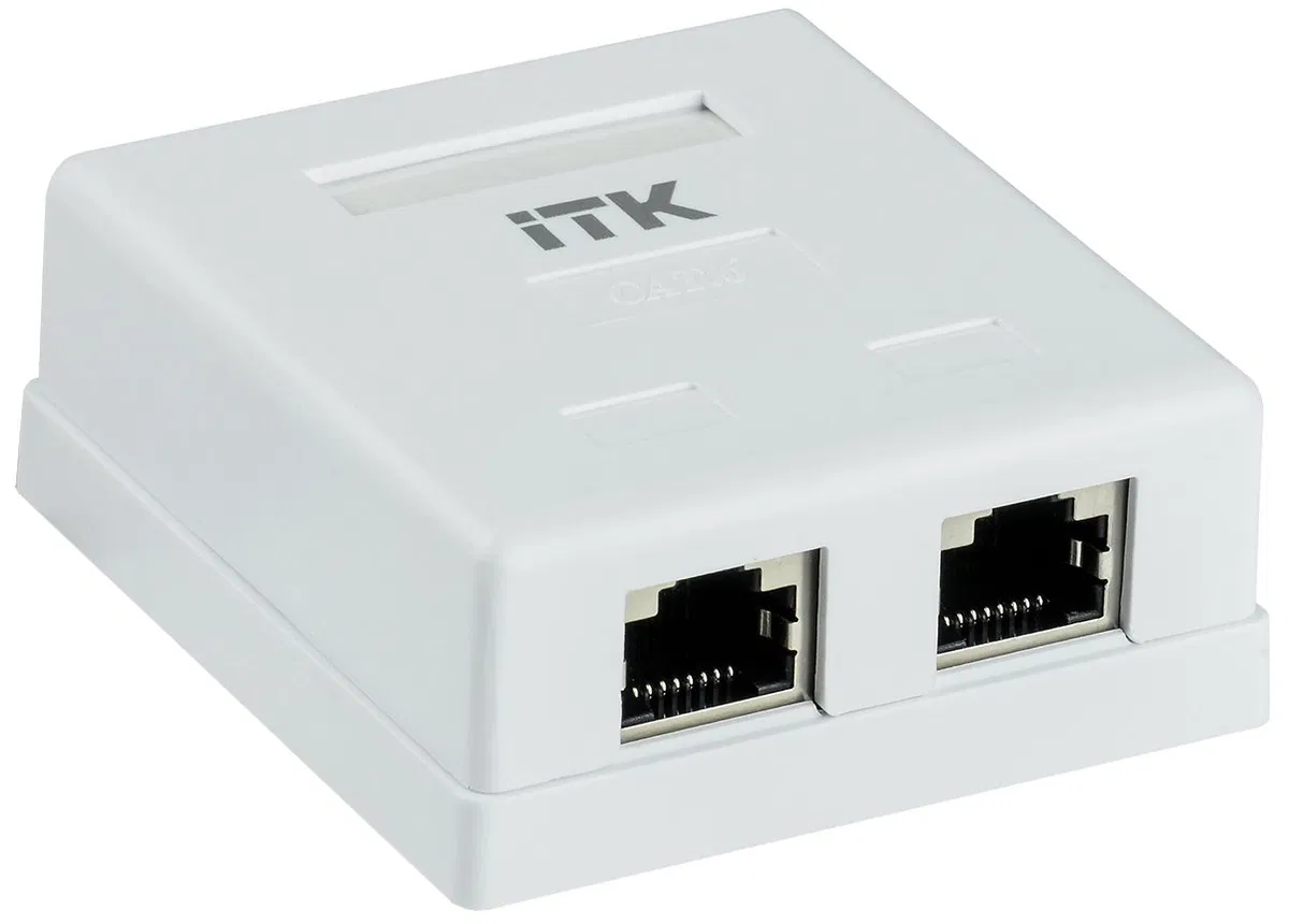 ITK Настенная информационная розетка RJ45 кат.6 FTP 2-порта CS2-1C06F-22
