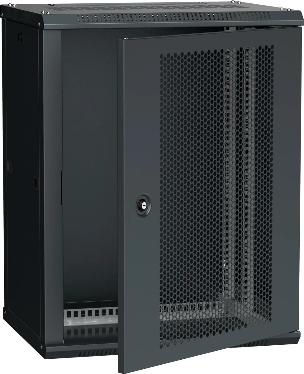 ITK LINEA W Шкаф 18U 600х650мм укомплектованный дверь перфорированная черный RAL9005 IND-LW05-18U67-PF-SBZ