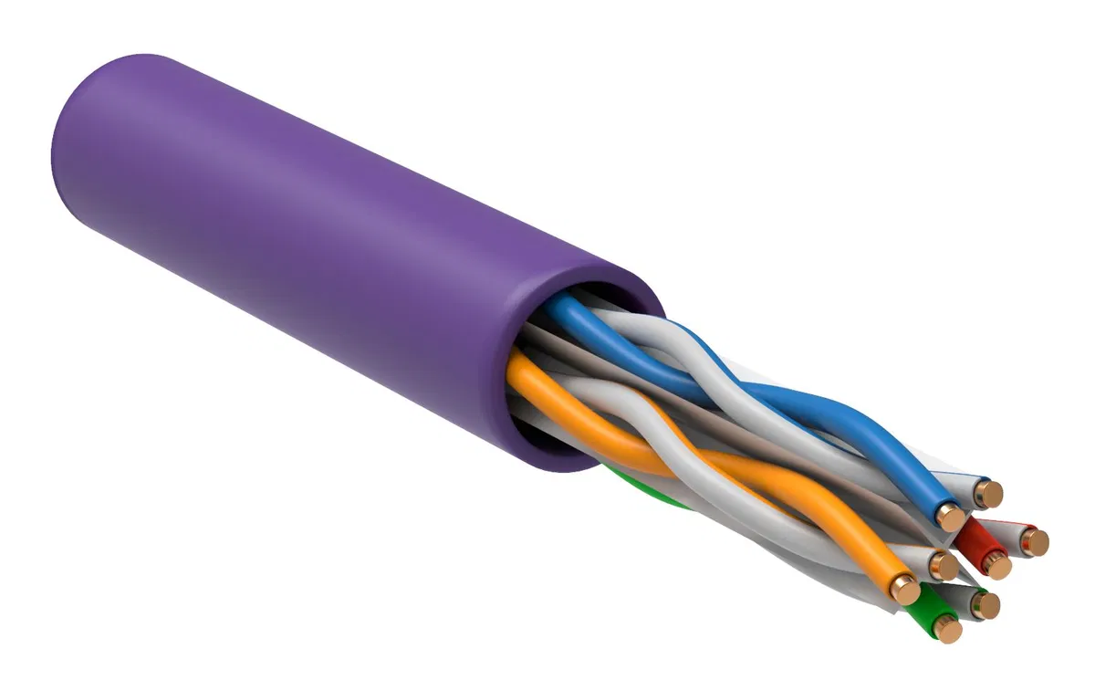 ITK Витая пара U/UTP кат.6 4х2х23AWG solid LSZH нг(А)-HF фиолетовый (305м) LC1-C604-126