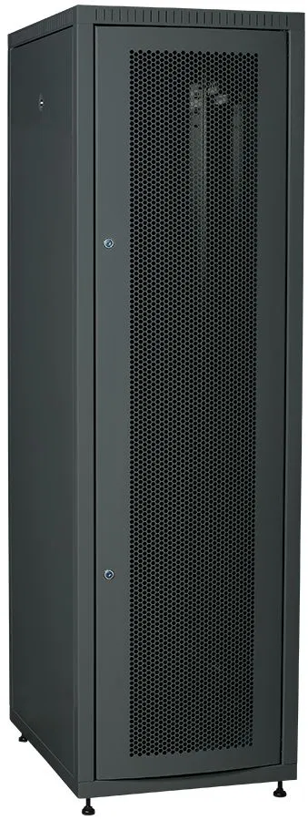 ITK LINEA E Шкаф напольный сетевой 19" 42U 600х800мм перфорированная передняя дверь задняя металлическая черный LE05-42U68-PM