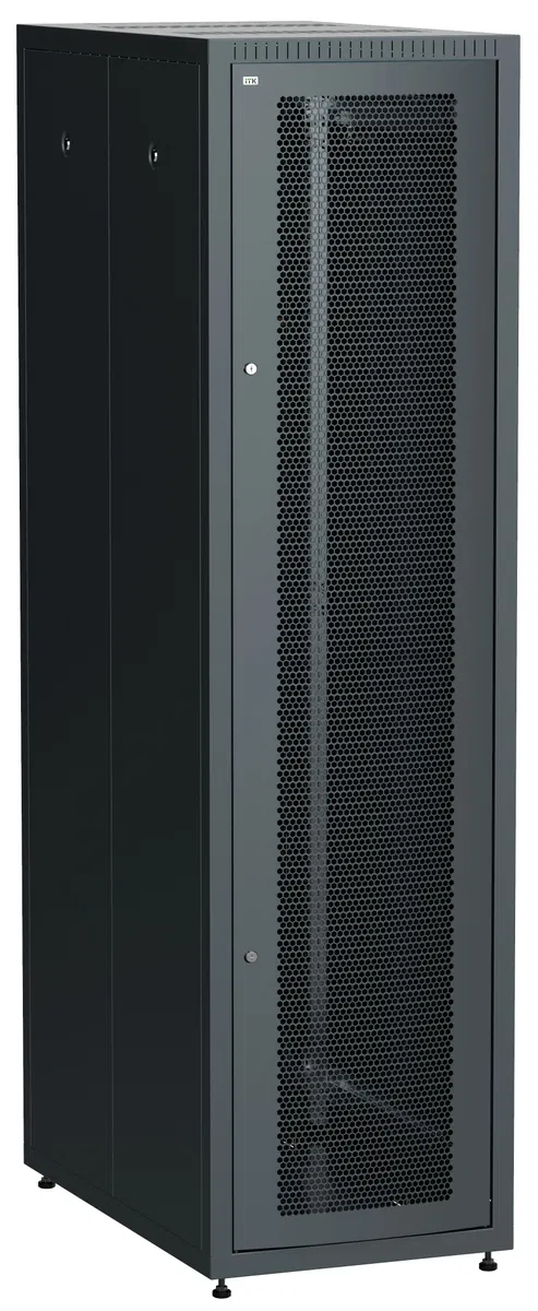 ITK LINEA E Шкаф напольный сетевой 19" 47U 600х1000мм перфорированная передняя дверь задняя металлическая черный LE05-47U61-PM