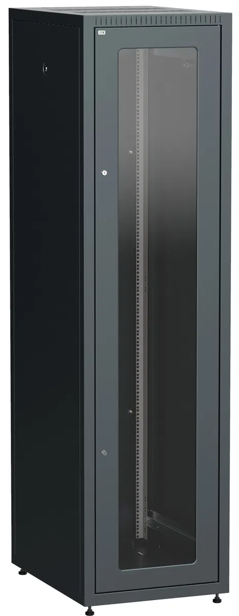ITK LINEA E Шкаф напольный сетевой 19" 47U 600х800мм стеклянная передняя дверь задняя металлическая черный LE05-47U68-GM