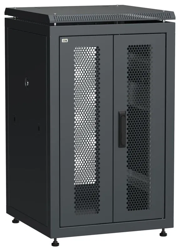 Шкаф сетевой LINEA N 19дюйм 18U 600х600мм передн. перфорир. распашная двустворчат. задн. перфорир. чер. ITK LN05-18U66-2PP