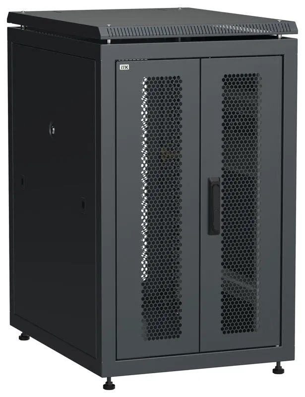 Шкаф сетевой LINEA N 19дюйм 18U 600х800мм передн. перфорир. распашная двустворчат. задн. перфорир. чер. ITK LN05-18U68-2PP