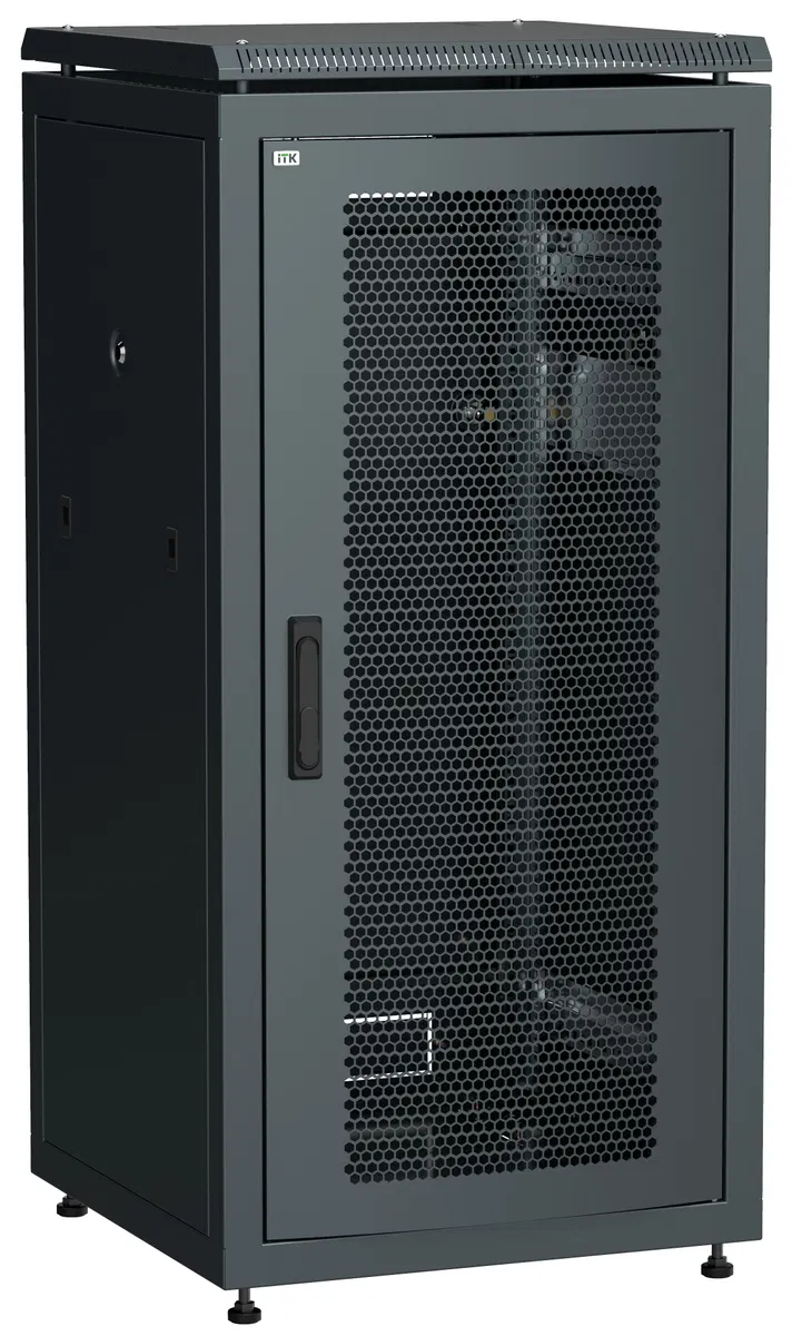 ITK LINEA N Шкаф сетевой 19" 24U 600х600мм перфорированная передняя дверь черный LN05-24U66-P