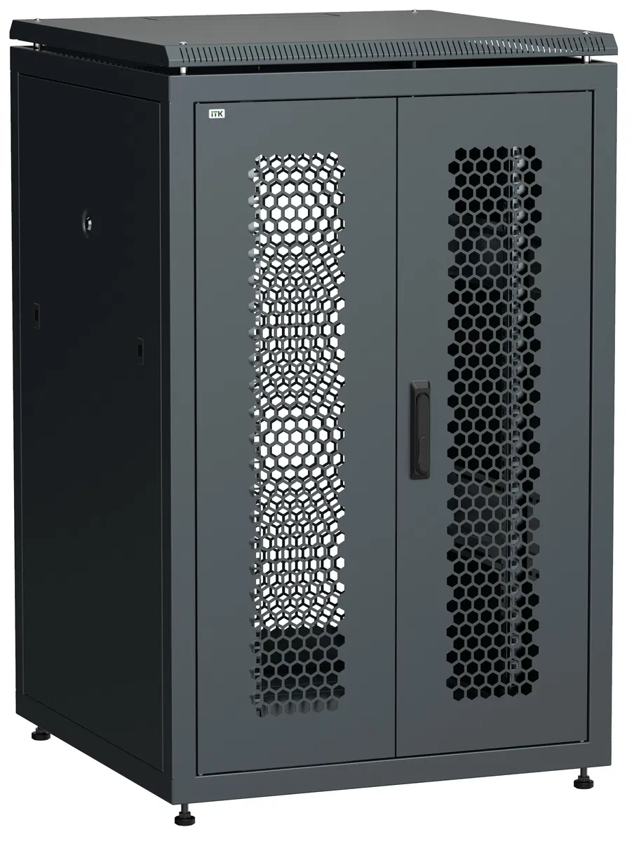 ITK LINEA N Шкаф сетевой 19" 24U 800х800мм двери передняя перфорированная задняя двустворчатая перфорированная черный LN05-24U88-2PP
