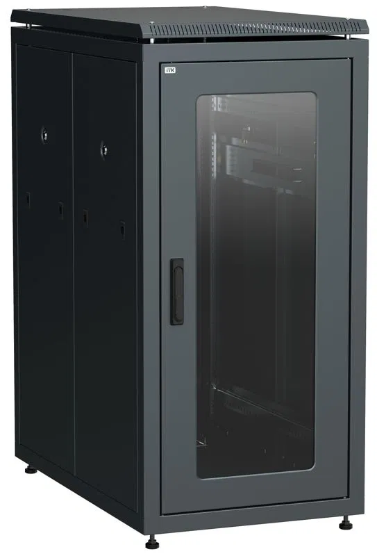 Шкаф сетевой 19дюйм LINEA N 28U 600х1000мм стеклянная передняя дверь черн. ITK LN05-28U61-G