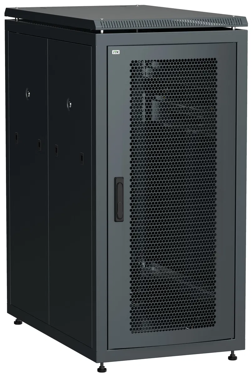 ITK LINEA N Шкаф напольный сетевой 19" 28U 800х1000мм перфорированная передняя дверь задняя перфорированная черный LN05-28U81-PP