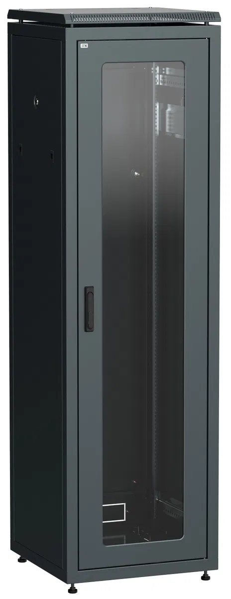 ITK LINEA N Шкаф сетевой 19" 38U 600х800мм стеклянная передняя дверь черный LN05-38U68-G