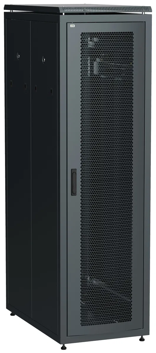 ITK LINEA N Шкаф напольный сетевой 19" 38U 800х1000мм перфорированная передняя дверь задняя перфорированная черный LN05-38U81-PP